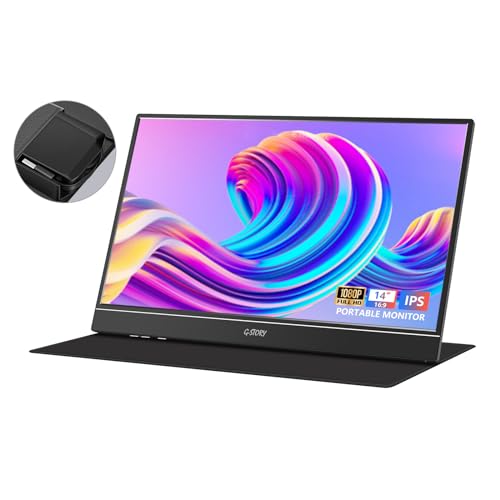 G-STORY 14" Portable Dual Monitor for Laptop Screen Extender 1080P Full HD One USB-A Cable Connect for 11.6-16Inch Laptop Portable Workstation(Dual Screen)