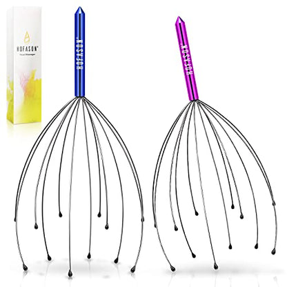 HOFASON Scalp Massager, Handheld Head Massager Tingler, Scratcher for Deep Relaxation, Hair Stimulation and Stress Relief (2 Pack, Random Colors)