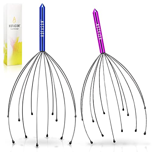 HOFASON Scalp Massager, Handheld Head Massager Tingler, Scratcher for Deep Relaxation, Hair Stimulation and Stress Relief (2 Pack, Random Colors)