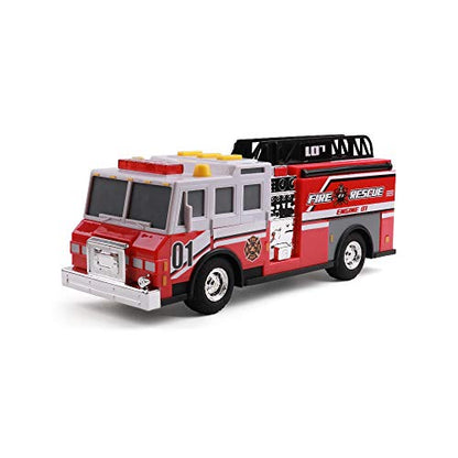 Mighty Fleet Rescue Force Fire Ladder Truck Toy with Realistic Lights & Sounds, Durable Plastic Construction & Working Ladder! Ages 3+