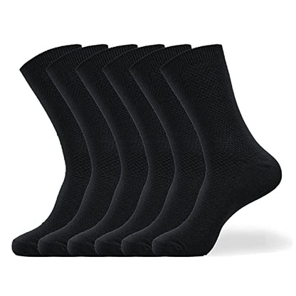 MissShorthair 6 Pairs Men's Bamboo Dress Socks,Moisture Wicking Durable Mens Socks,Soft Breathable Bamboo Socks for Men,Navy/Gray/Black