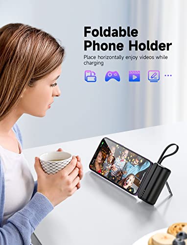 Tiitarn Small Portable Charger, 5000mAh Foldable Power Bank Built in Stand Mini Battery Pack Charger Compatible with i-Phone 14/14 Pro Max/13/13 Pro Max/12/12 Pro Max/11 Pro/XS Max/XR/X/8/7
