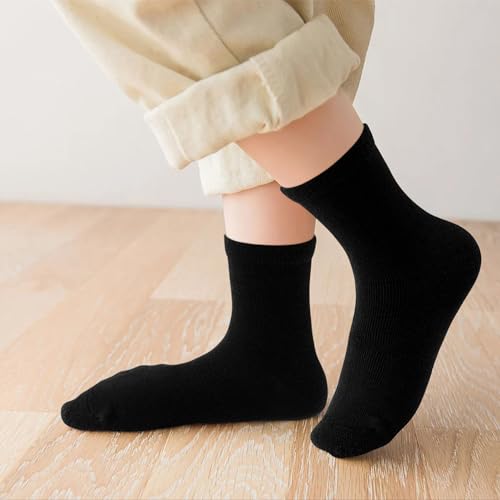 Tenpluszero Kids Cotton Crew Socks 12 Pairs Toddler Kids Athletic Crew Socks for Boys and Girls