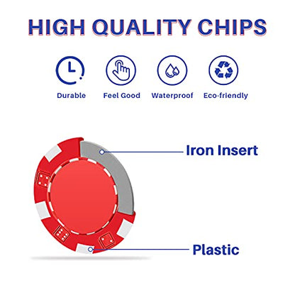 PLAYWUS Poker Chip Set Professional,500PCS Casino Poker Chips with Aluminum Case,11.5 Gram Chips for Texas Holdem Blackjack Gambling