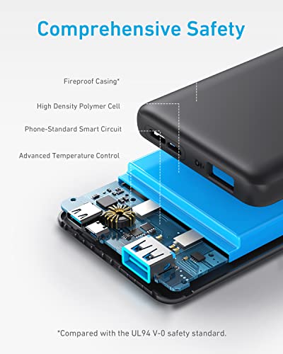 Anker Portable Charger, 313 Power Bank (PowerCore Slim 10K) 10000mAh Battery Pack with USB-C (Input Only) and PowerIQ Charging Technology for iPhone, Samsung Galaxy, and More.