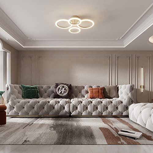 OUQI Modern LED Ceiling Light Dimmable Remote Control 4 Ring Ceiling Light 48W 4400LM, Ceiling Light for Living Room, Bedroom, Kitchen, Corridor, Balcony, Dining Room, White, 2800-7000K