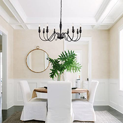 ANKYLHUA Black 8 Lights Farmhouse Chandelier for Dining Room Industrial Pendant Ceiling Light Fixture French Country Chandeliers for Dining Room, Living Room, Bedroom, Kitchen