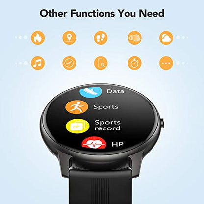 AGPTEK Smartwatch, Waterproof Smart Watch for Android and iOS Fitness Tracker with IPS Touch Color Screen Heart Rate Monitor Pedometer Sleep Monitor Remote Camera Music Control, Black