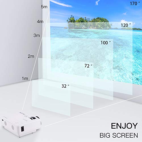 AuKing Projector, 2023 Upgraded Mini Projector, 9500 lumens Multimedia Home Theater Video Projector, Compatible with Full HD 1080P HDMI, USB, VGA, AV, Smartphone, Pad, TV Box, Laptop