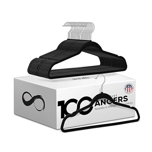 SereneLife Premium Non-Slip Velvet Hangers - Space Saving Heavy Duty Slim Suit Clothes Hanger Set with 360 Degree Swivel Metal Hook, Can Hold Up to 10 Lbs. For Coats, Jackets, Pants & Dress (100-Pack)