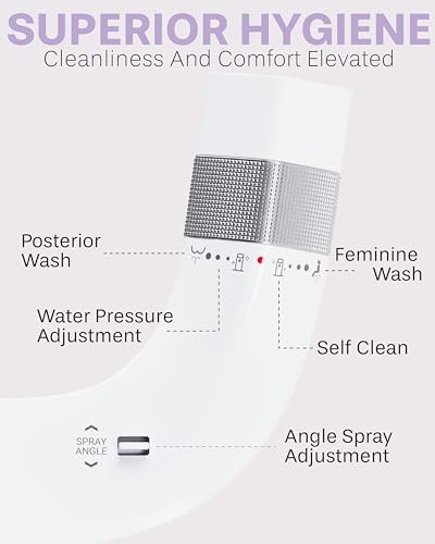 Veken Ultra-Slim Bidet Attachment for Toilet, Non Electric Dual Nozzle (Posterior/Feminine Wash) Hygienic Bidets Existing Toilets Seat, Adjustable Angle Water Pressure, Self Clean, Water Sprayer Baday