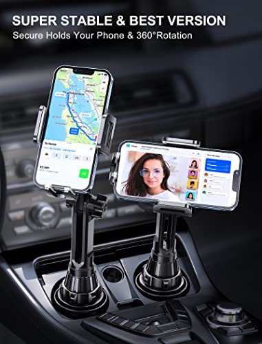 TOPGO Cup Holder Phone Holder, [No Shaking & Height-Adjustable Pole] Car Cup Holder Phone Mount, Cell Phone Cradle for iPhone iPhone 14 and More Smart Phone(Grey)