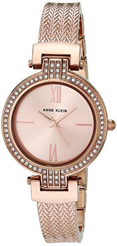 Anne Klein Women's Japanese Quartz Dress Watch with Metal Strap, Rose Gold, 12 (Model: AK/3584RGST)