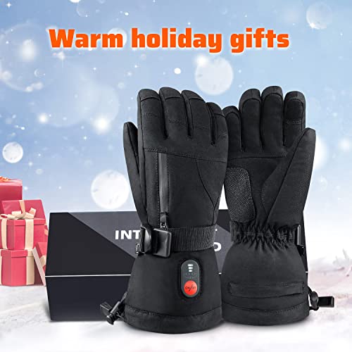 Battery Heated Gloves for Men Women,Rechargeable Electric Heated Ski Gloves Touchscreen,Winter Hand Warmer Gloves for Cycling Motorcycling Hunting Hiking