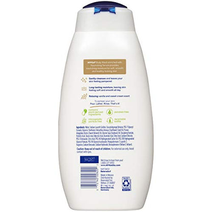 NIVEA Vanilla and Sweet Cream Pampering Body Wash with Nourishing Serum, 20 Fl Oz Bottle 3 BOTTLES!