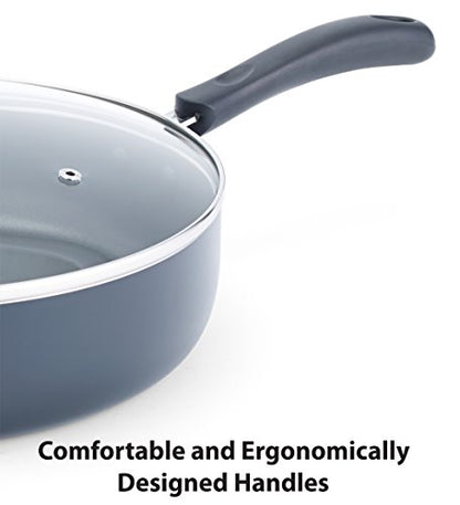T-fal Specialty Nonstick Saute Pan with Glass Lid 5 Quart Oven Broiler Safe 350F Cookware, Pots and Pans, Dishwasher Safe Black