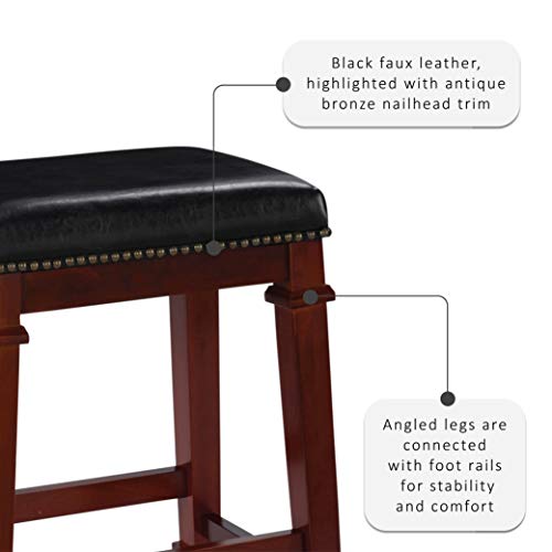 Linon Kennedy Backless PU Counter Stool, Black