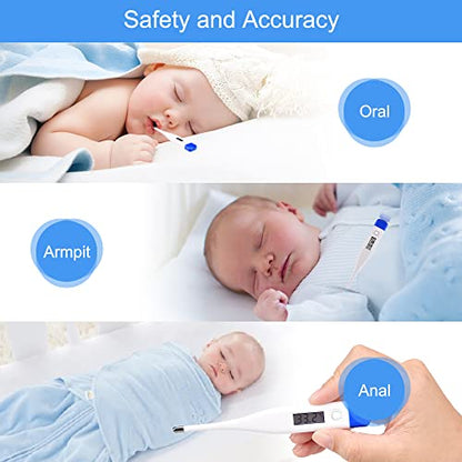 Berrcom Digital Thermometer for Adults and Kids, Oral Thermometer for Fever Rectal Underarm Thermometer for Babies with Fever Alarm Medical Thermometer with C/F Switchable