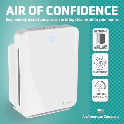 GermGuardian Air Purifier with HEPA 13 Filter, Removes 99.97% of Pollutants, Covers Large Room up to 1760 Sq. Foot Room in 1 Hr, UV-C Light Helps Reduce Germs, Zero Ozone Verified, 21", White, AC5900