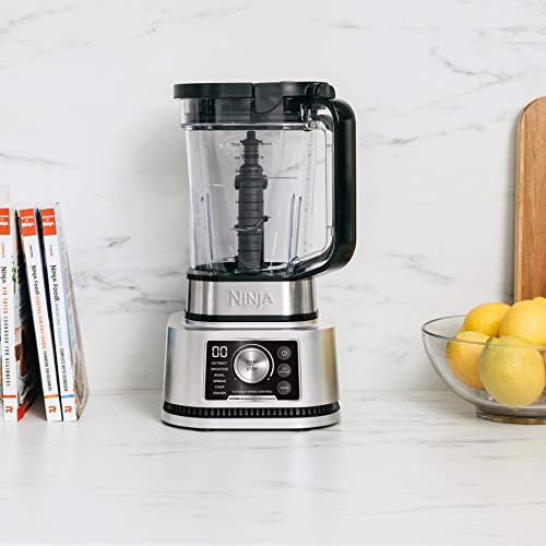 Ninja SS351 Foodi Power Blender & Processor System 1400 WP Smoothie Bowl Maker & Nutrient Extractor* 6 Functions for Bowls, Spreads, Dough & More, smartTORQUE, 72-oz.** Pitcher & To-Go Cups, Silver