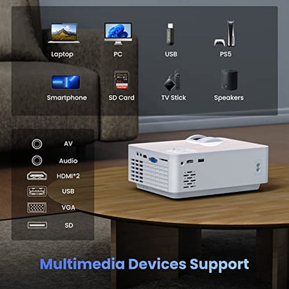 Groview Projector, 1080P Bluetooth Mini Projector with 100” Projector Screen, 9500 LUX Portable Outdoor Movie Projector for Phone, Compatible with VGA/HDMI/USB/SD/Laptop/Fire Stick/PS5