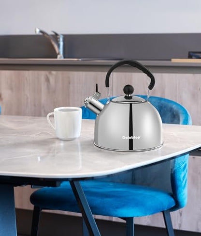Tea Kettle for Stove Top - Stainless steel Teapot,2 Quart Camping Kettle, Efficient Heating, Audible Whistle, Safe Handle - Hot Water kettle & Tea Pot Stovetop…
