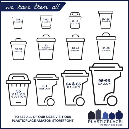 Plasticplace Trash Bags │ 1.5 Mil │ Black Heavy Duty Garbage Can Liners │ 50” x 48”, (100 Count)