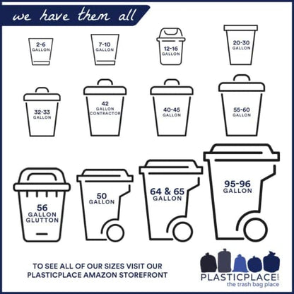 Plasticplace Trash Bags │ 1.5 Mil │ Black Heavy Duty Garbage Can Liners │ 50” x 48”, (100 Count)
