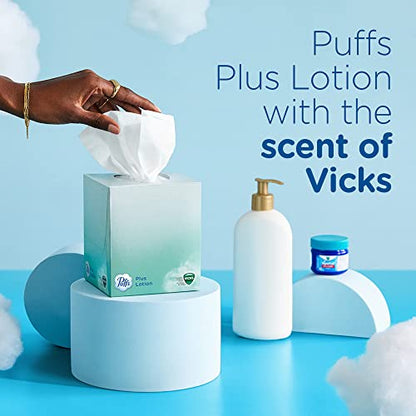 Puffs Plus Lotion with Vicks Facial Tissues, 24 Cubes, 48 Tissues per Box