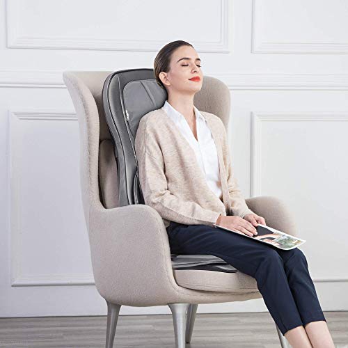 COMFIER Neck and Back Massager with Heat,Shiatsu Massage Chair Pad Portable with Compress & Rolling,Kneading Chair Massager for Full Back,Neck & Shoulder, Full Body,Gray