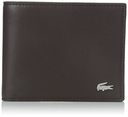 Lacoste Mens Fitzgerald Small Billfold Wallet Wallet, Dark Brown, One Size
