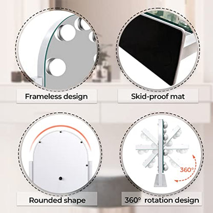 ZL ZELing Makeup Mirror with Lights,Vanity Mirror with Smart Touch Control,3 Color Modes, Dimmable Light,360° Rotation