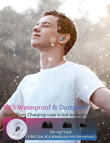 GPEESTRAC True Wireless Earbuds, Bluetooth 5.0 Headphone, in-Ear Button Control Hi-Fi Stereo Sound IPX5 Waterproof M2DNEW501
