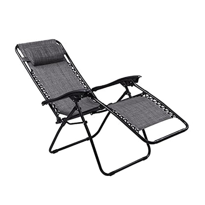 Zero Gravity Chairs Set of 2 Pool Lounge Chair Zero Gravity Recliner Lawn Patio Outdoor Porch Beach Backyard Anti Gravity Chair Folding Reclining Camping Chair with Headrest by Naomi Home - Grey