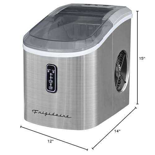 Frigidaire EFIC103-AMZ-SC Counter Top Maker with Over-Sized Ice Bucket, Stainless Steel, Self Cleaning Function, Heavy Duty, Stainless