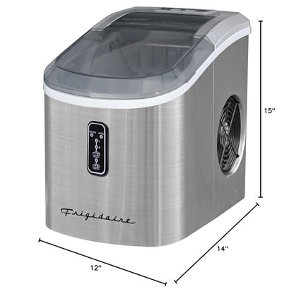 Frigidaire EFIC103-AMZ-SC Counter Top Maker with Over-Sized Ice Bucket, Stainless Steel, Self Cleaning Function, Heavy Duty, Stainless