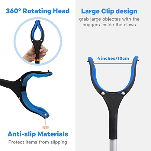 ALFELE Grabber Tool 2 Pack, Long 32" Reacher Grabber Pickup Tool with 4" Wide Claw Opening, Strong Grip Magnetic Tip Lightweight Trash Picker Claw Grabber Reacher Tool Elderly Reaching