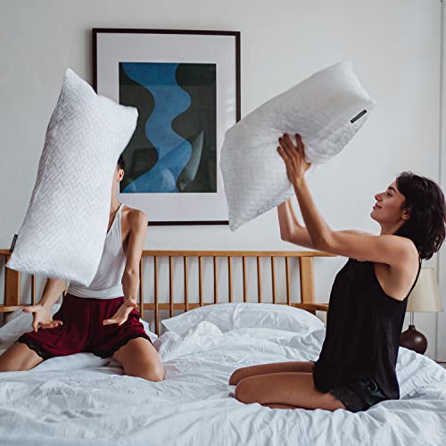 Hoperay Bed Neck Pillows for Sleeping - Bedding Shredded Memory Foam Firm Pillow - Support Side Sleeper Pillow - Adjustable Loft Washable Removable with Pillowcase