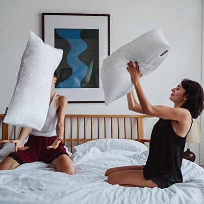 Hoperay Bed Neck Pillows for Sleeping - Bedding Shredded Memory Foam Firm Pillow - Support Side Sleeper Pillow - Adjustable Loft Washable Removable with Pillowcase