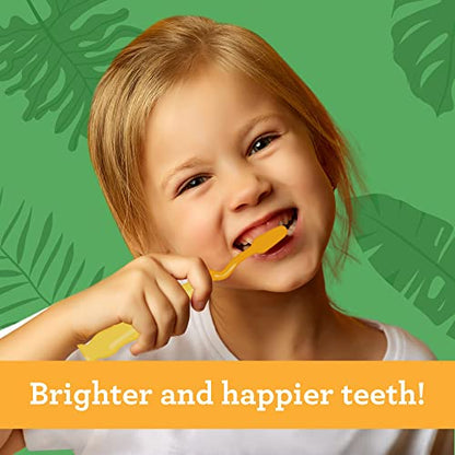 GuruNanda Kids Toothbrush with Suction Cup & Fun Animal Designs - Soft Bristles for Bright Smiles and Healthy Teeth & Gums - Non-Slippery & Mess-Free Toothbrush, Suitable for Ages 3+ - 4 Count
