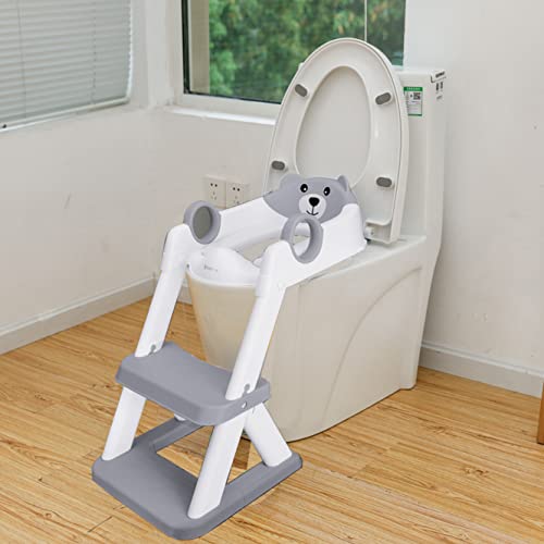 Kylinton® Potty Training Seat, Upgrade 2 in 1 Potty Training Toilet Seat and Step Stools for Kids, Splash Guard Anti-Slip Pad Potty Seat for Boys Girls, Triangle Foot Step Design Most Sturdy (Grey)