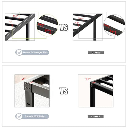 Minimalist Studio Metal Bed Frame – Heavy Duty Mattress Foundation with Anti-Slip Steel Slat Support, Durable Platform Base with Underbed Storage, Easy Assembly (Twin)