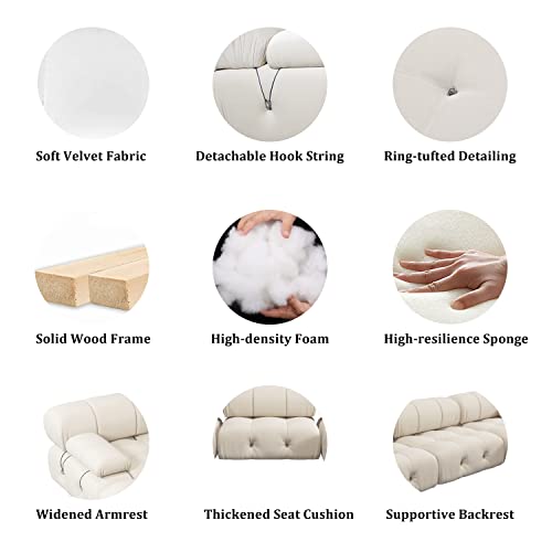 UPDATE: DEAD! JACH 104" Convertible Modular Sectional Sofa, Minimalist Mid-Century Velvet Sofas Couches, Luxury Modern 3-Seat Wide Couch Sectional for Living Room Bedroom Office Apartment (Beige)