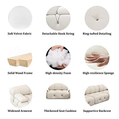 UPDATE: DEAD! JACH 104" Convertible Modular Sectional Sofa, Minimalist Mid-Century Velvet Sofas Couches, Luxury Modern 3-Seat Wide Couch Sectional for Living Room Bedroom Office Apartment (Beige)