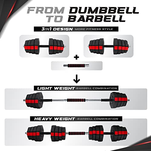 Yes4All Upgraded 44lbs/66lbs Pair Adjustable Weights Dumbbells Set, Free Weights Dumbbells Set with Connector and Stainless Steel Handle, Fitness Exercises for Home Gym, Cement Mixture