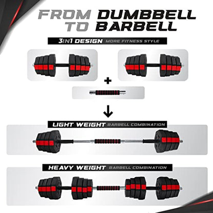 Yes4All Upgraded 44lbs/66lbs Pair Adjustable Weights Dumbbells Set, Free Weights Dumbbells Set with Connector and Stainless Steel Handle, Fitness Exercises for Home Gym, Cement Mixture