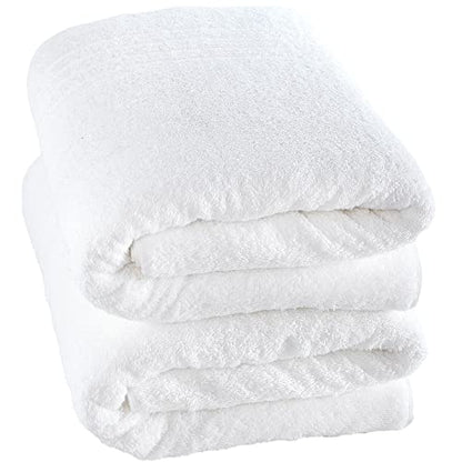 Hammam Linen Jumbo Large Bath Sheets Towels 2-Pack 35 x 70 Inches Soft and Absorbent, Premium Quality 100% Cotton Towels (White, Bath Sheet)