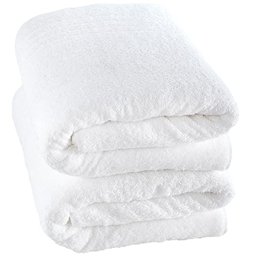 Hammam Linen Jumbo Large Bath Sheets Towels 2-Pack 35 x 70 Inches Soft and Absorbent, Premium Quality 100% Cotton Towels (White, Bath Sheet)