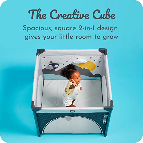 Century Play On 2-in-1 Playard and Activity Center – Playpen Includes Soft Toys and Zippered Door, Splash