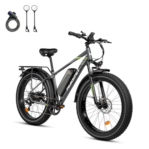 Mukkpet Suburban 750W Electric Bike for Adults 26'' * 4.0 All Terrain Tire Electric Mountain Bikes 48V 15AH BMS Removable Lithium Battery Electric Bicycle Shimano 7-Speed Electric Bike, Standard